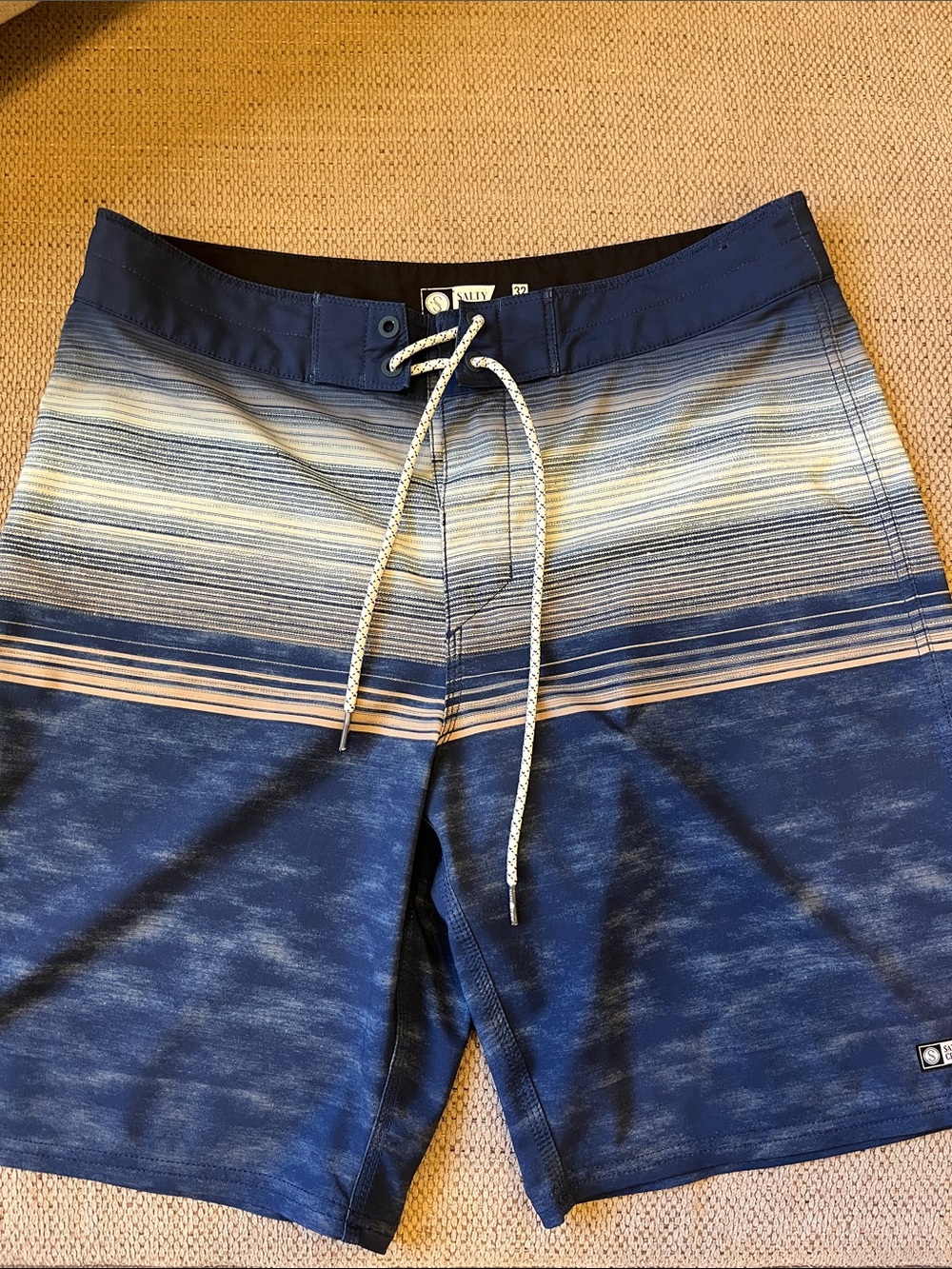 Salty Crew Navy and Light Blue Striped Board Shorts